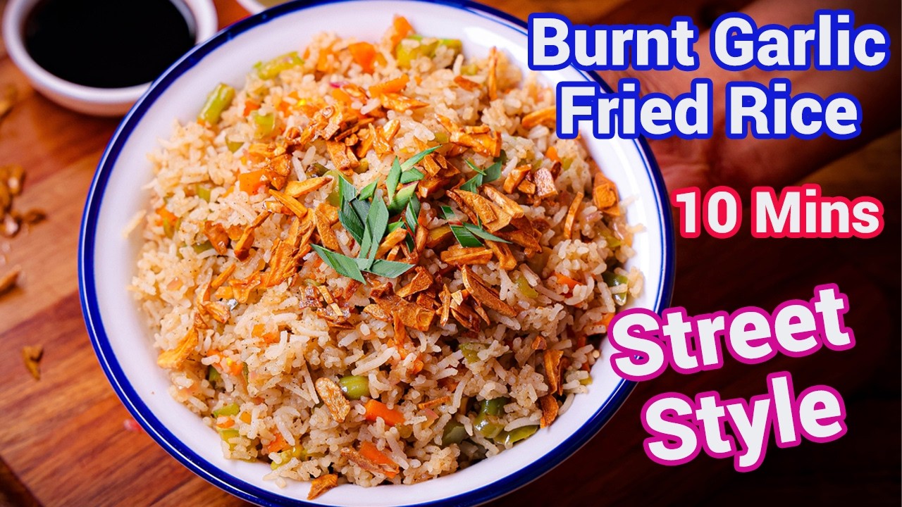 Burnt Garlic Rice Just 10 Mins | Smoky Street Style Fried Rice Recipe - Easy Indo Chinese Recipe