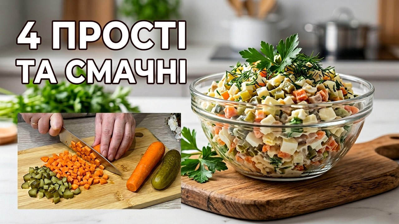 салати з простих продуктів — відеорецепт