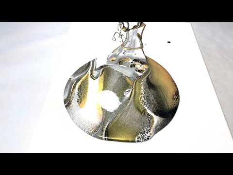 Ghost Pour Swipe Technique – Gold Metallic Extremely Shiny – No Silicone – Acrylic Pouring
