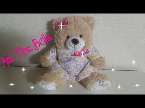 Como fazer vestido p/ ursos e bonecas de pano, sem máquina de costura.