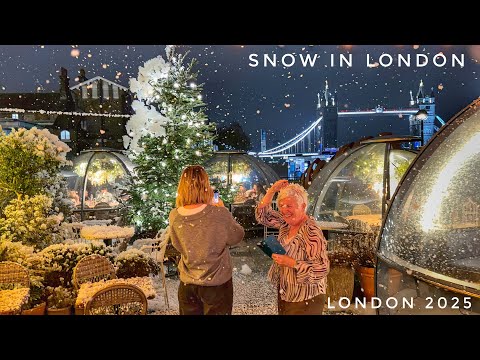 Snow in London! ❄️ Christmas Market & Lights by the River | Borough Market to Tower Bridge Walk Tour