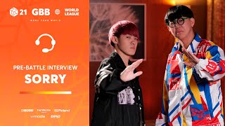 - SORRY 🇯🇵 I GRAND BEATBOX BATTLE 2021: WORLD LEAGUE I Pre-Battle Interview