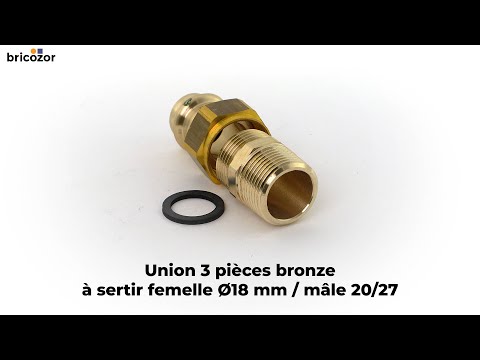 Union bronze - 3 pièces femelle à sertir mâle à visser VIEGA