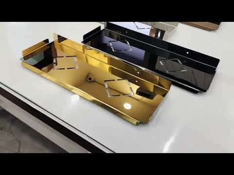 Stainless steel polished fancy wall shelf black, 3 shelves