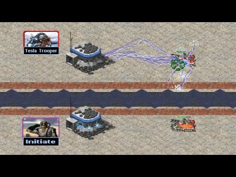 Tesla in Bunker vs Initiates - Red Alert 2