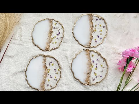 Beautiful Teal Bronze Geode Resin Coasters