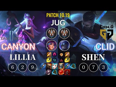 DWG Canyon Lillia vs GEN Clid Shen Jungle - KR Patch 10.19