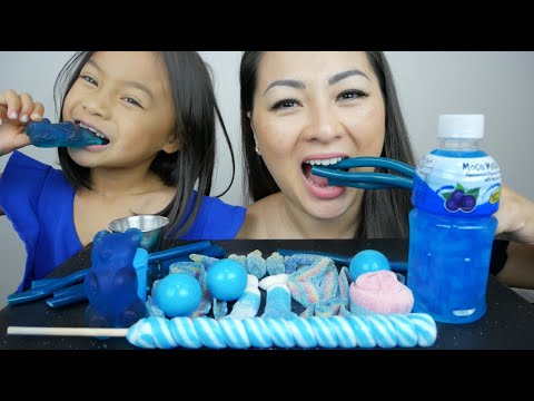 BLUE CANDY Party Cable Mukbang | N.E Let's Eat