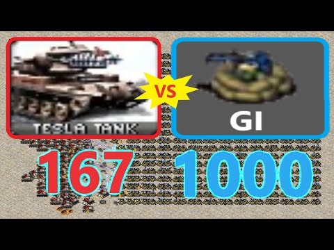 Tesla Tank vs Deployed Gi - Same Cost - Red Alert 2