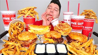 $100 Worth Of Five Guys Burgers & Fries • MUKBANG