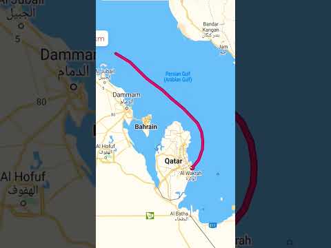 Distance between Qatar to Kuwait by Sea Way . #map #distancemeasurement #geography #shortestdistance