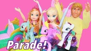 MLP FROZEN Princess Celebration Cars Twilight Sparkle, Rarity, Rainbow Dash, Elsa, Anna PARADE