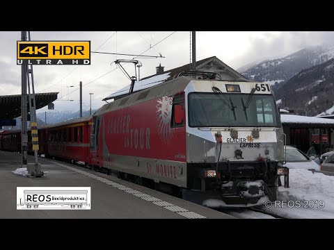 2019-01 [4K] The RhB in Landquart, a afternoon on the platform in stunning 4K, mix of RhB & some SBB