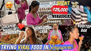 Trying Viral Food in Singapore! 🍱 Spent Rs. 25,000 at Sephora🫣 #TravelWSar