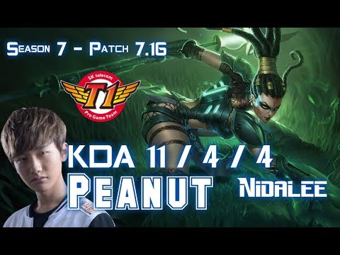 SKT T1 Peanut NIDALEE vs SHACO Jungle - Patch 7.16 KR Ranked