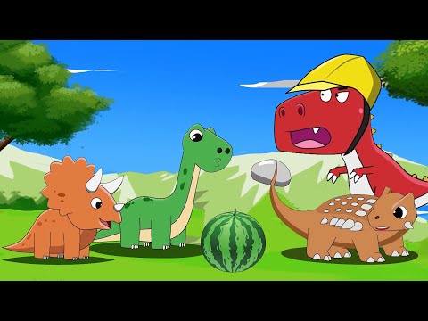 Baby Dinosaurs run away from T-rex | Dinosaur fun forest | Tyrannosaurus Rex