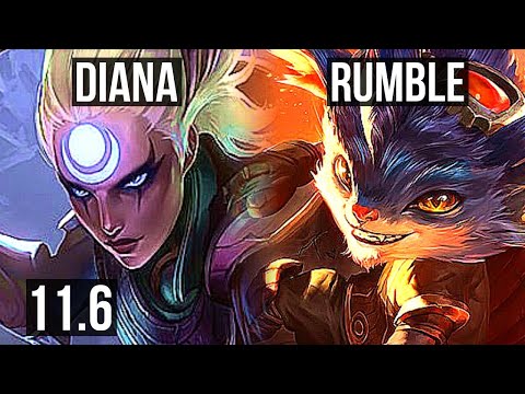 DIANA vs RUMBLE (MID) | 2.4M mastery, 6 solo kills, 600+ games | NA Master | v11.6