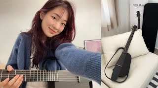 my first e-acoustic guitar 🎸 unboxing, selflearning tips, 14days progress • NEXG smart audio review