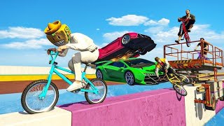 CORRE O TE ATROPELLO EN BICI!! ME CAIGOOOOOO!! - GTA 5 ONLINE