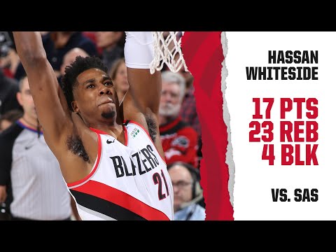 Hassan Whiteside (17 PTS, 23 REB, 4 BLK) Highlights | Trail Blazers vs. Spurs