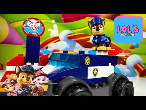 Building a Mega Bloks Paw Patrol: Chase and His Two-in-One Police Motorcycle and Vehicle!