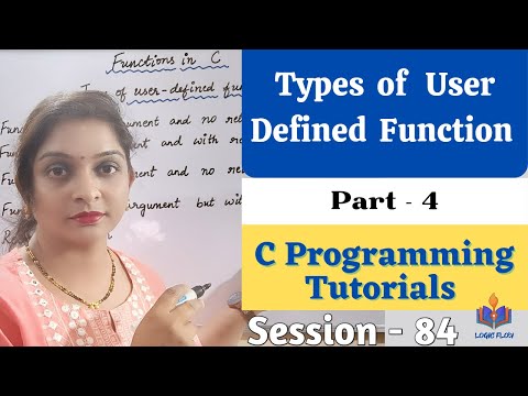 C-84 -Functions in C|User defined functions types|Part-4|#typesoffunction|#logicflow|#cforbeginners