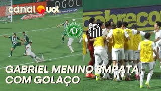 CHAPECOENSE X SANTOS: GABRIEL MENINO EMPATA COM GOLAÇO; VEJA