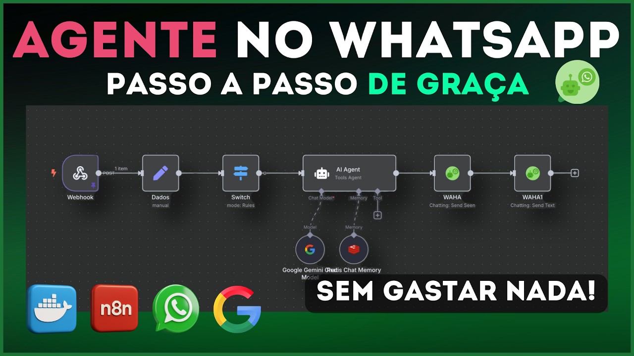 N8N + WhatsApp GRÁTIS: Crie seu Agente de IA sem gastar NADA! (Tutorial fácil para iniciantes 2025)