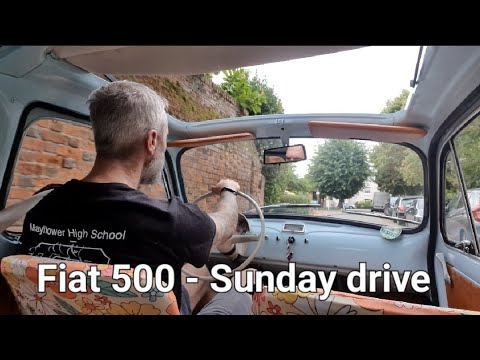 Classic Fiat 500 point of view drive - Sunday drive around medieval village