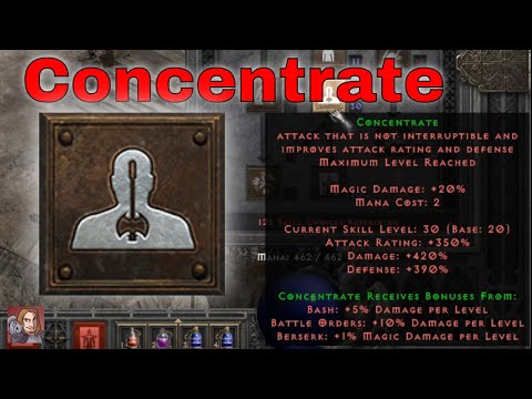 D2R Skills & Abilities - Concentrate (Barbarian, Combat Skills)