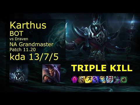 Karthus Bot & Thresh vs Draven & Nami - NA Grandmaster 13/7/5 Patch 11.20 Gameplay