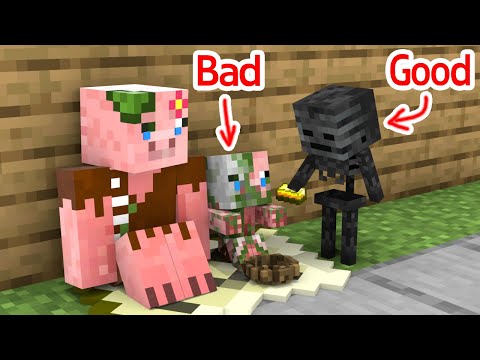XDSchool - Monster School : Bad Baby Zombie Pigman and Good Baby Wither Skeleton - Minecraft Animation