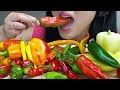 ** ASMR PEPPER PLATTER ** Crunchy Eating Sounds | Spicy + Mild Peppers | ASMR Phan