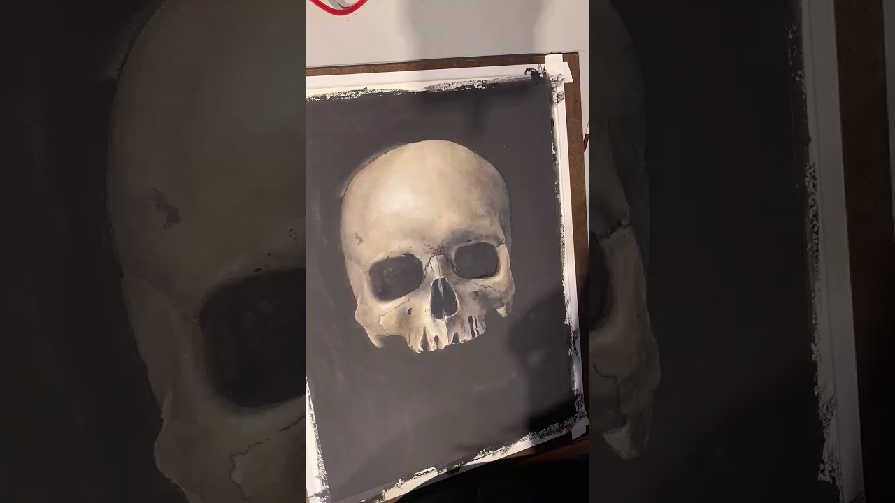 Skull with Wires Watercolor Painting Time-lapse