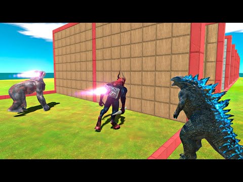 Infernals vs Primates Race Through Giant Blocks with Jet Engines - Animal Revolt Battle Simulator