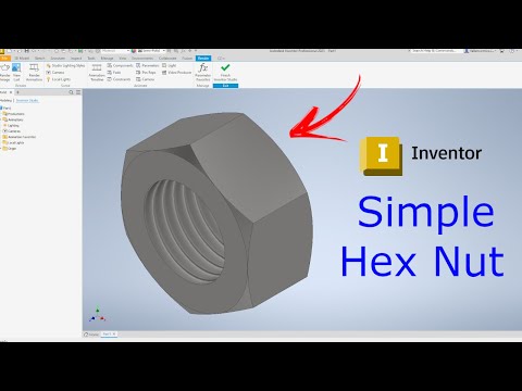 How To Make A Simple Hex Nut | Autodesk Inventor tutorial