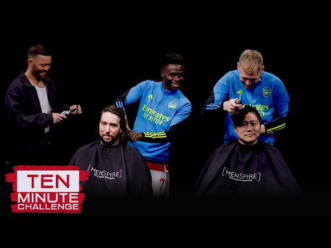 ABSOLUTE SCENES 🤣 | Bukayo Saka and Aaron Ramsdale show their barber tekkers | 10 minute challenge