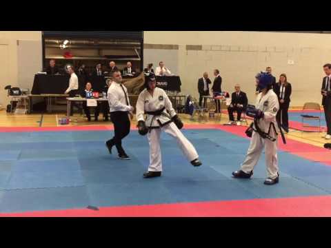 UKTC Taekwondo Courtney Cummins 1st degree black belt sparring Ravenscraig Nov 2016