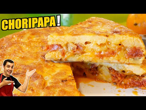 👌 La receta más FÁCIL y SABROSA 🍳👩‍🍳 tortilla de patata con chorizo ​​en solo 20 minutos