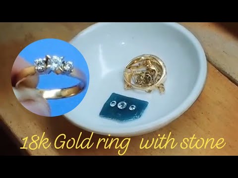 18k Gold ring  with stone | Hand made | Jewelry making | Alaherong pinoy TV