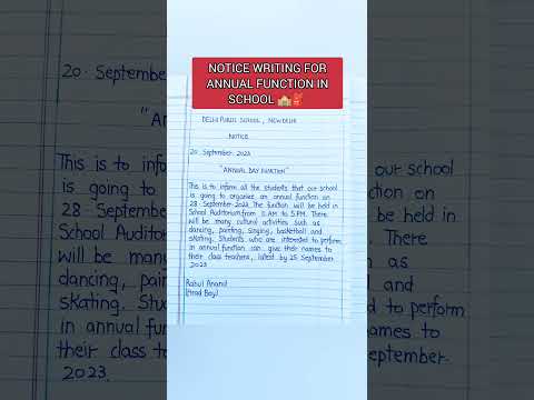 Notice writing for annual function in school 🏫#noticeformat #shorts #short #shortvideo