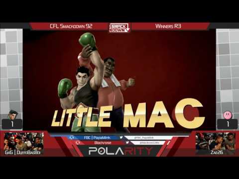 CFL Smackdown 92 WiiU - GxG Duffo (LittleMac) vs Zae26 (Kirby) - Winners R3