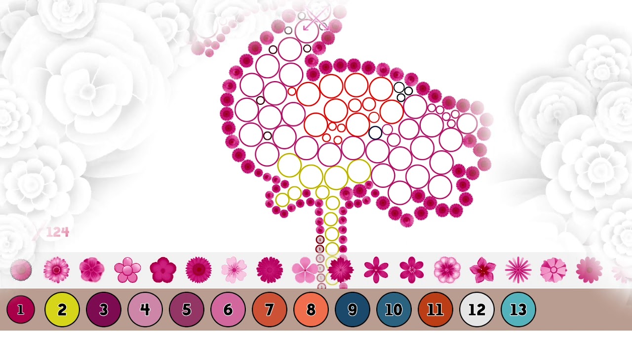 Flower Art Drawing and Coloring Book Pages - Colorful Flowers Color By Number