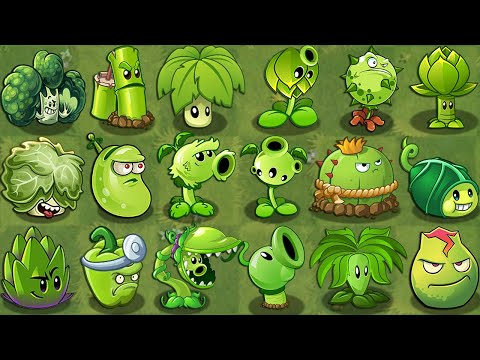 (Plants Vs Zombies 2) PvZ 2 All Green Plants MAX LEVEL Power Up & Challenge! vs Gargantuar Zombie