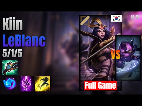Kiin Mid LeBlanc vs Kennen lol KR solo rank Full Game 14.19