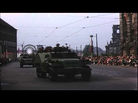 May day Parade in East Berlin, Germany. HD Stock Footage
