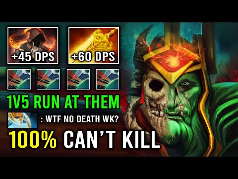 100% CAN'T KILL 1v5 Run At Them +105 Flame Cloak Radiance Burn Per Sec Wraith King Dota 2