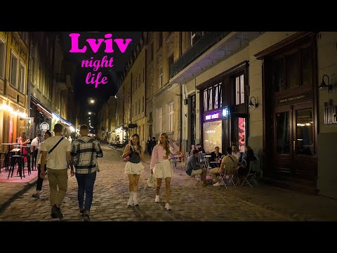 Walking in Lviv Nightlife (Львів Lwow ) Serbska Staroyevreyska Halytska Rohatyntsiv 2024 | Ukraine