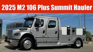 A preview image of the linked video showcasing 2025 Freightliner M2 106 Plus Summit Hauler