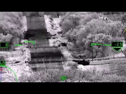 Ataka anti tank missile fired by helicopter hit an Ukrainian armoured vehicle.